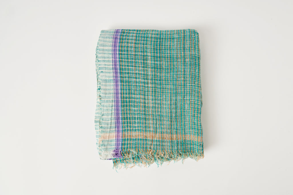Rustic Towel in Green/Purple Stripe