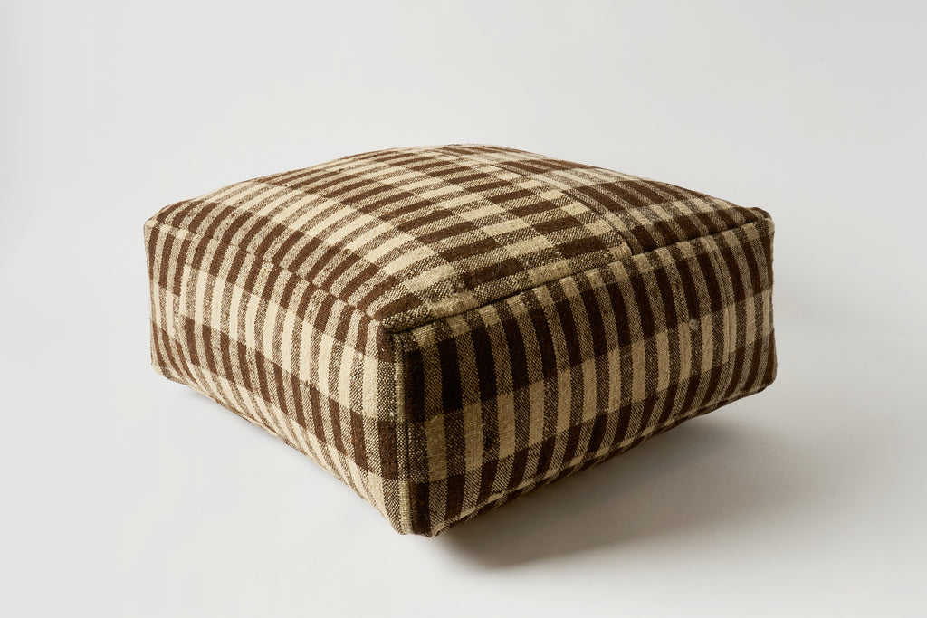 Vintage Grain Sack Pouf C.